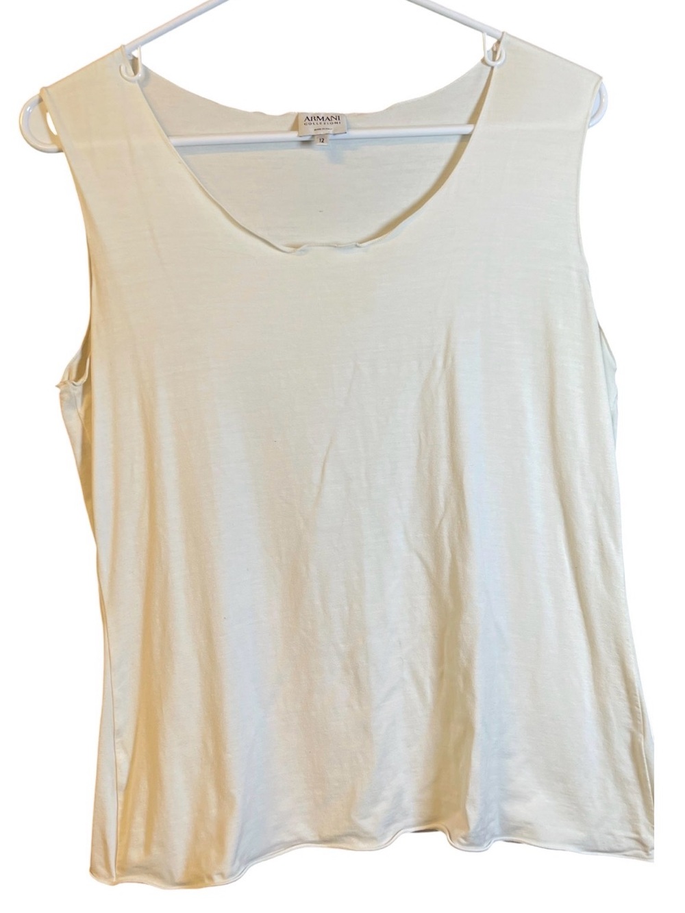 Armani Collezioni Cream Sleeveless Scoop Neck Tank